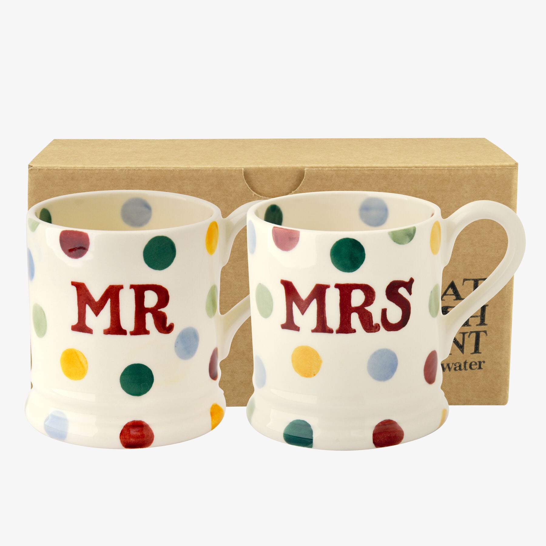 Emma Bridgewater Set of 2 Polka Dot Mr and Mrs Printed Mugs