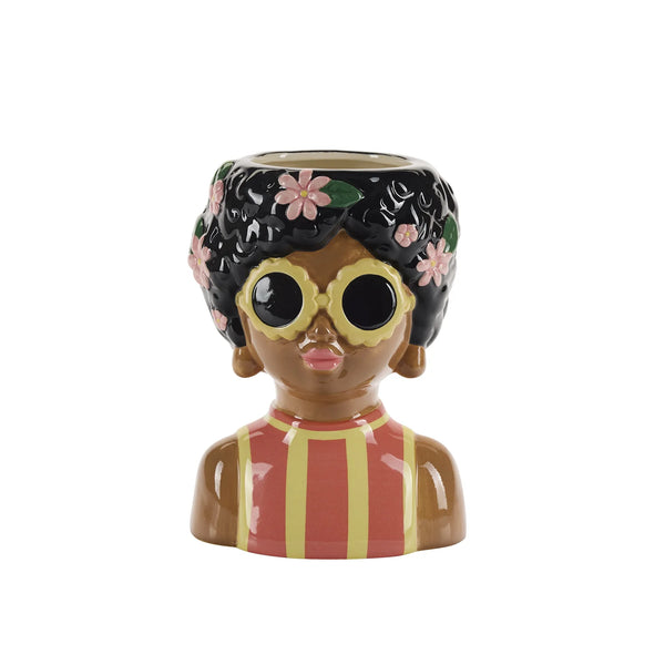 Bahne & Co | Flower Pot Lady With Sunglasses And Curled Hair
