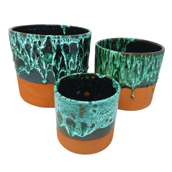 Artisan Stories Large Terracotta Drip-glazed Plant Pot