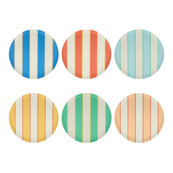 Meri Meri Mixed Stripe Recycled Plastic Plates Small (x 6)