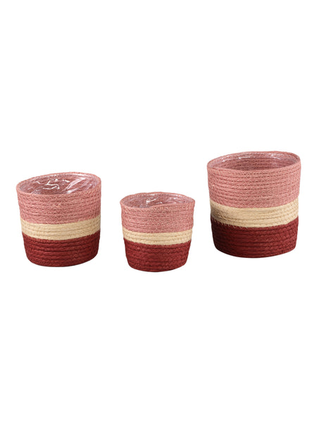 PTMD Medium Tyro Pink Layered Paper Rope Plant Pot - 3 Sizes Available