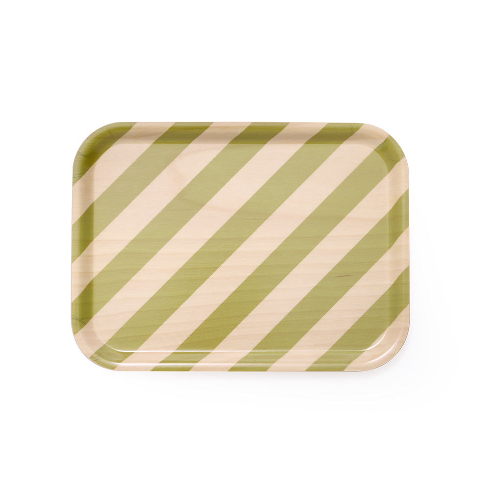 Dowse Small Striped Printed Birch Wood Tray