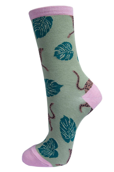Sock Talk Womens Bamboo Ankle Socks Leopard Print Cheetah Animal Sock