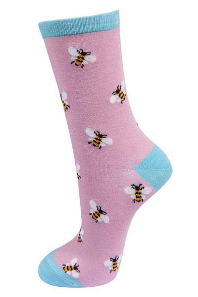 Sock Talk Womens Bamboo Bee Socks Bumblebees Pink Ankle Socks