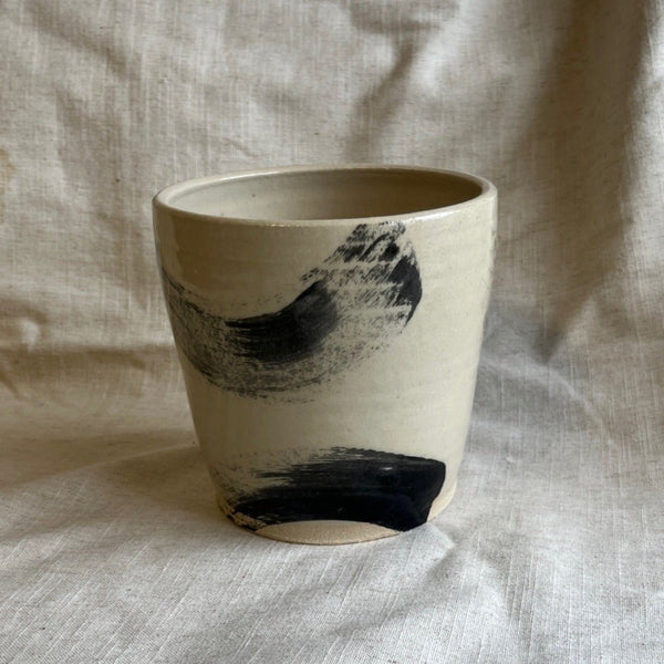 Charlotte Manser Ceramics 6cm Makers Mark - Black And White Handmade Ceramic Plant Pot