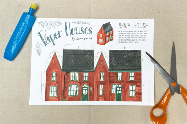 Eleanor Percival Illustration Diy Paper House - Brick House