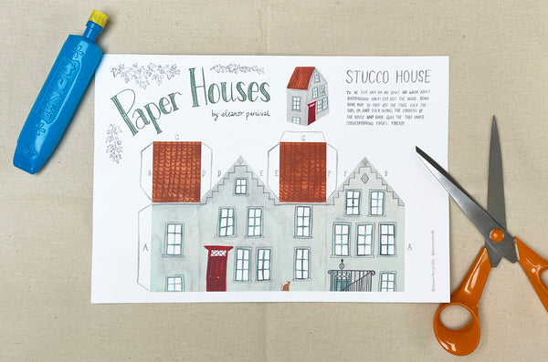 Eleanor Percival Illustration Diy Paper House - Stucco House