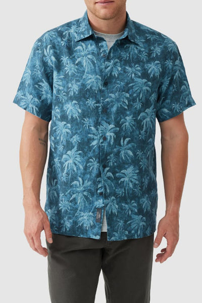RODD & GUNN - Destiny Bay Short Sleeve Linen Shirt In Teal Lp6190