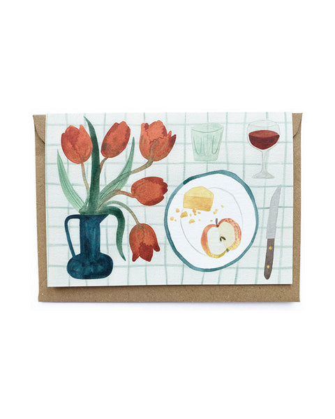 Eleanor Percival Illustration Tulips, Cheese & Apple Card