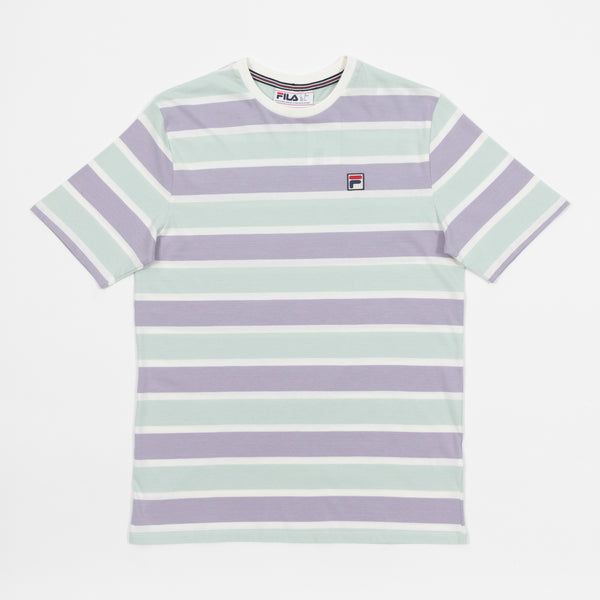 Fila Tarn Dye Stripe T-shirt In Green , White & Purple
