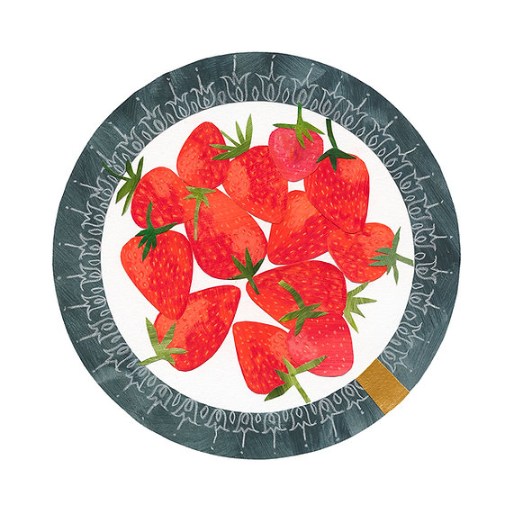 Little Paper Plates Strawberries Little Plate Art Print