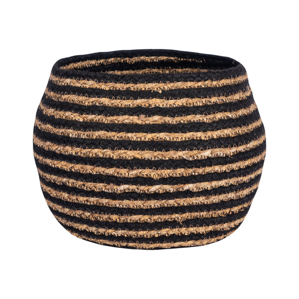 The Braided Rug Company Black And Natural Snake Basket