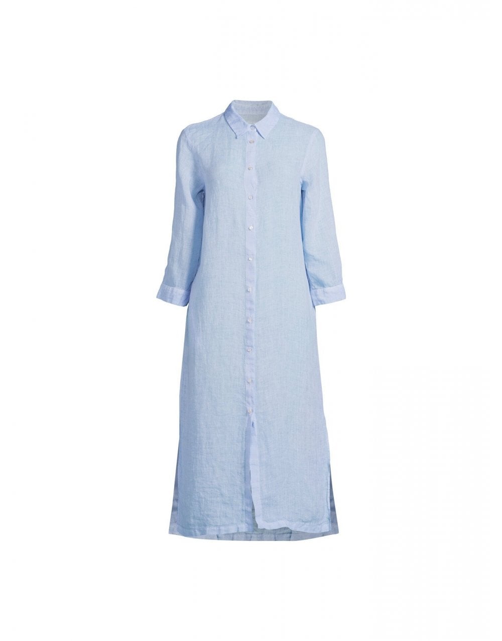 120% Linen 120% Linen Buttom Up Crop Sleeve Tie Waist Midi Dress Size: 10, Col: B