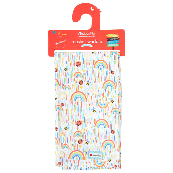 Piccalilly Muslin Swaddle Organic Cotton Sun Shower