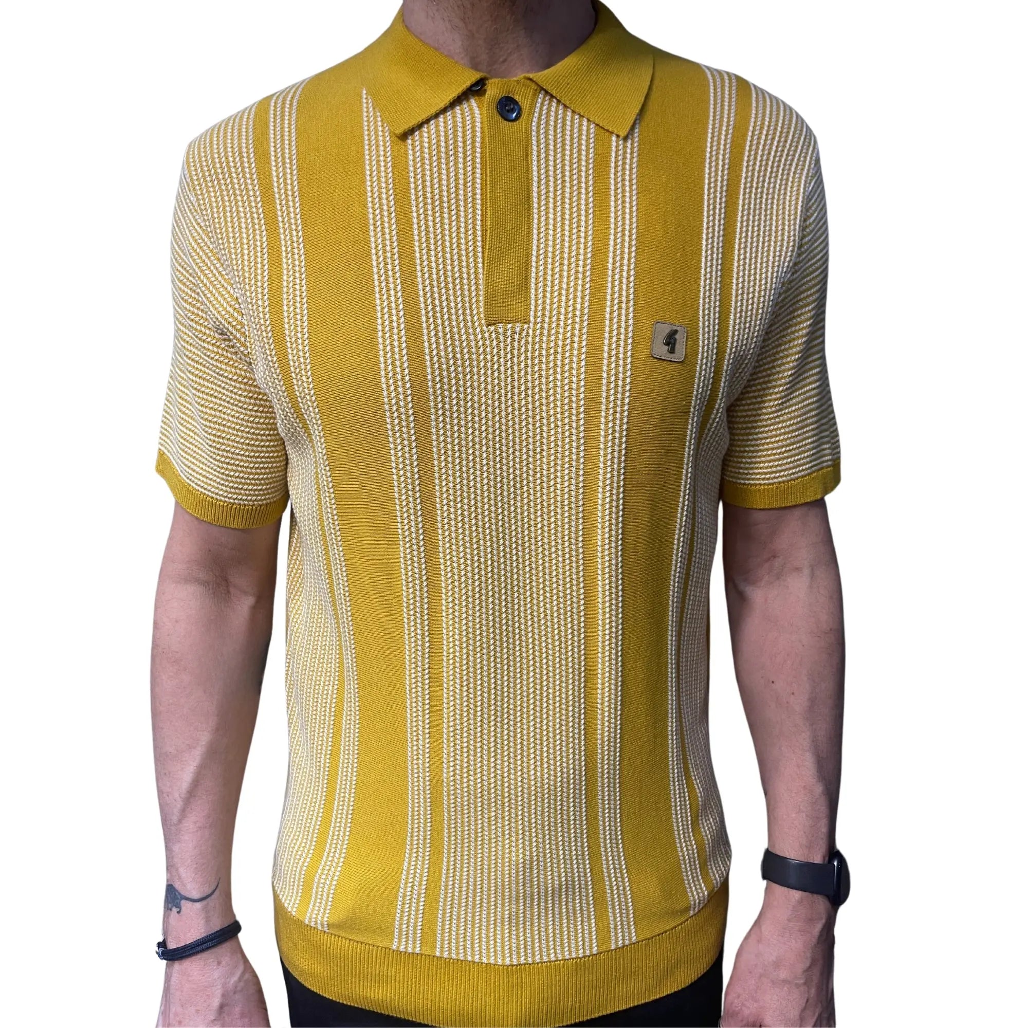 Gabicci Vintage Dante Knitted Polo Shirt - Yellow