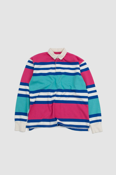 Drake's Ls Rugby Polo Shirt Pink/green/blue