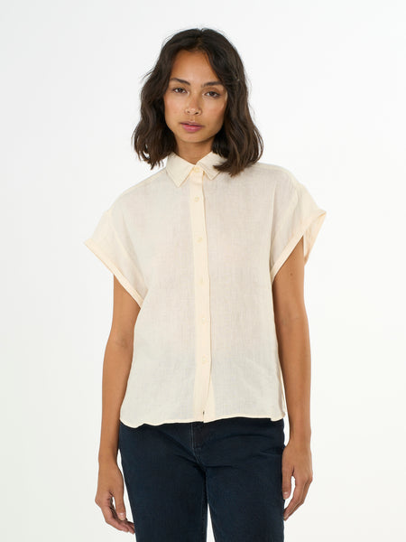 Knowledge Cotton Apparel  Buttercream Aster Linen Shirt