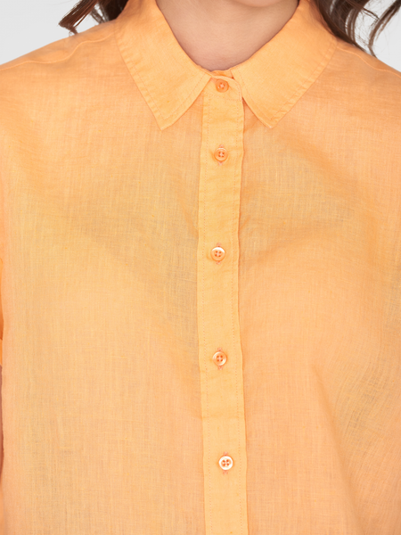 Knowledge Cotton Apparel  Orange Aster Linen Shirt 