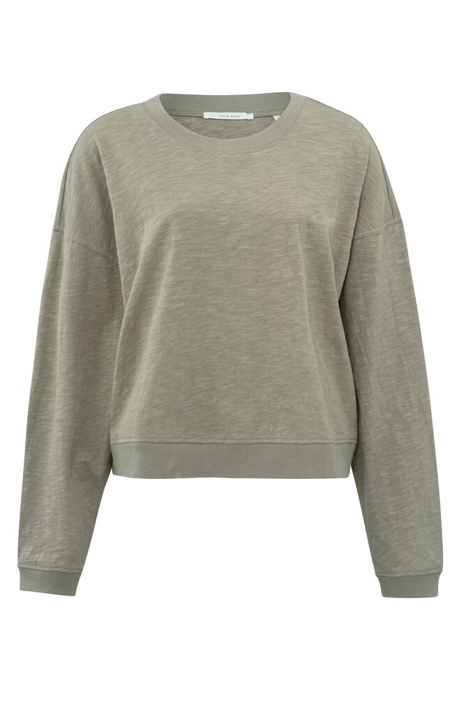 Yaya Sweatshirt With Crewneck, Long Sleeves And Slub Effect - Army Green