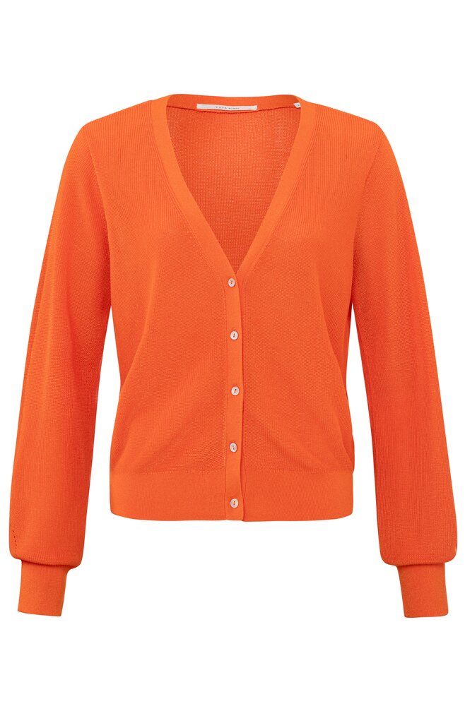 Yaya Cardigan With A V-neck, Long Sleeves And Little Buttons - Exotic Orange
