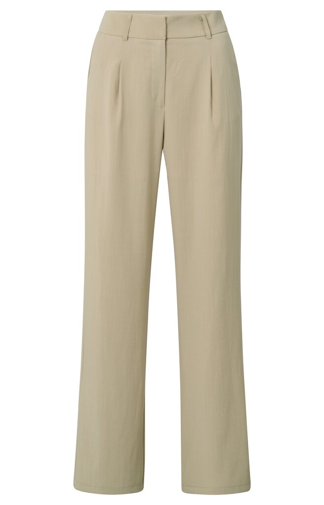 Yaya Woven Wide Leg Trousers With Side Pocket, Zip Fly And Pleats - Light Green