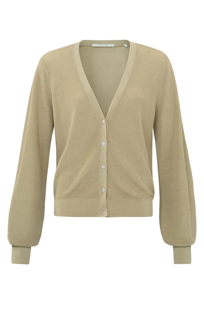 Yaya Cardigan With A V-neck, Long Sleeves And Little Buttons - Light Green