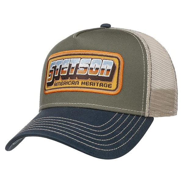 STETSON Chrome Trucker Cap - Dark Denim/khaki