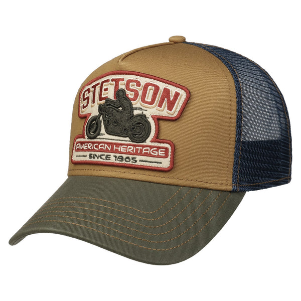 STETSON Motorcycle Trucker Cap - Beige/olive