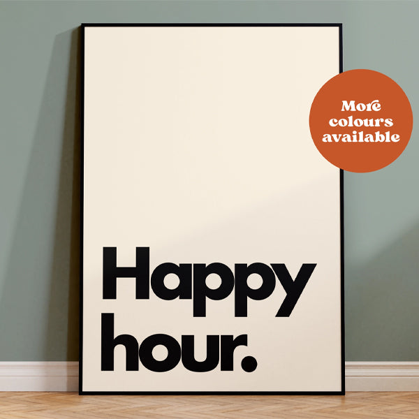 TUSKcollection Happy Hour Typography Print A4 Black