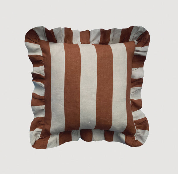 Amuse La Bouche - Cinnamon & Oyster Stripe Cushion