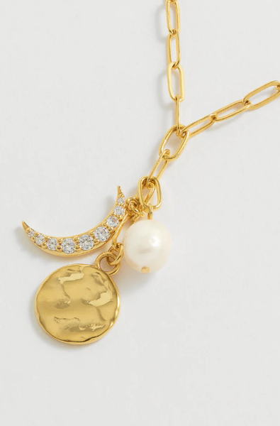Estella Bartlett  Moon And Pearl Multi Lariat Necklace - Gold Plated