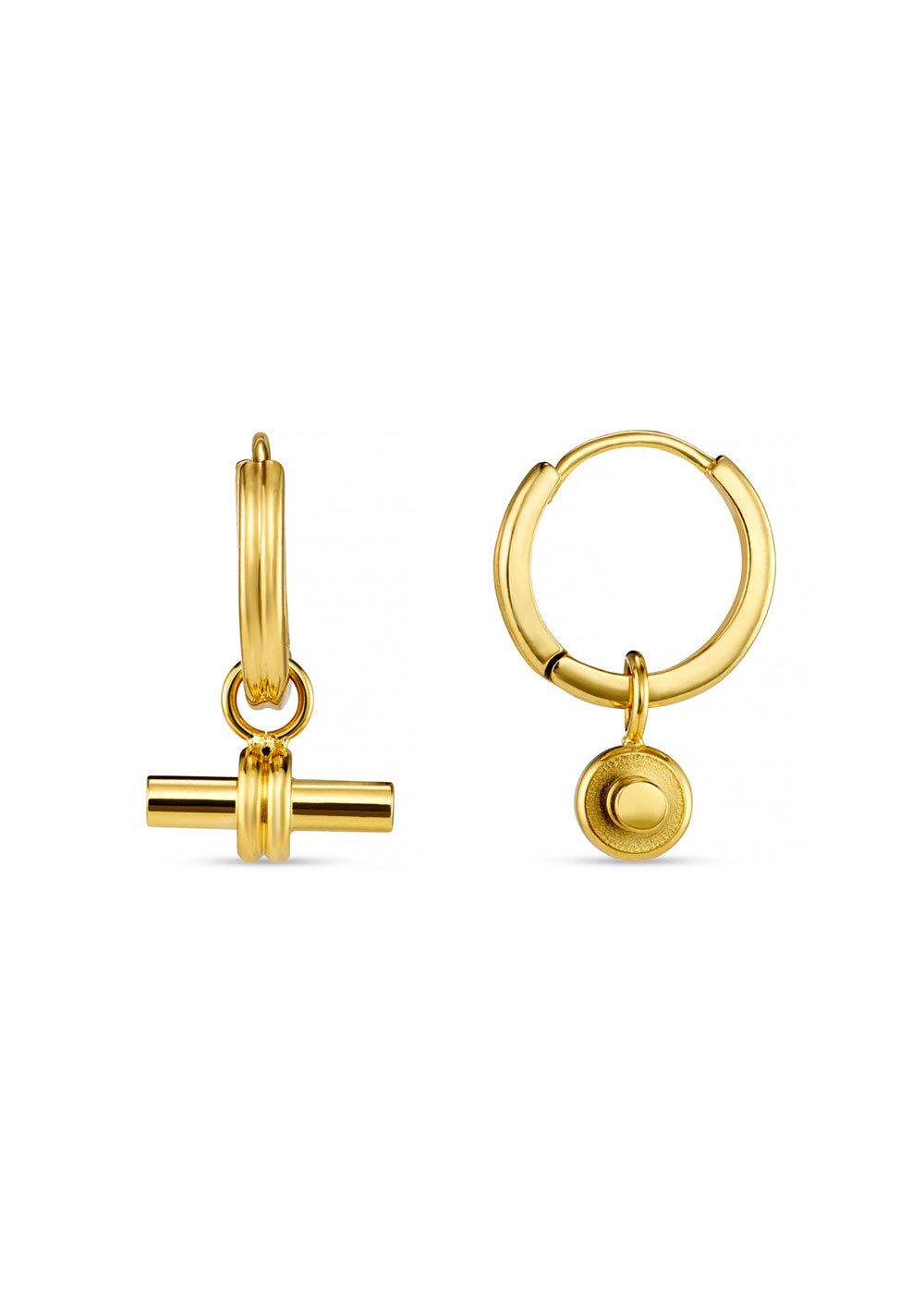 Orelia Luxe Linear T-bar Drop Hoop Earrings - Gold