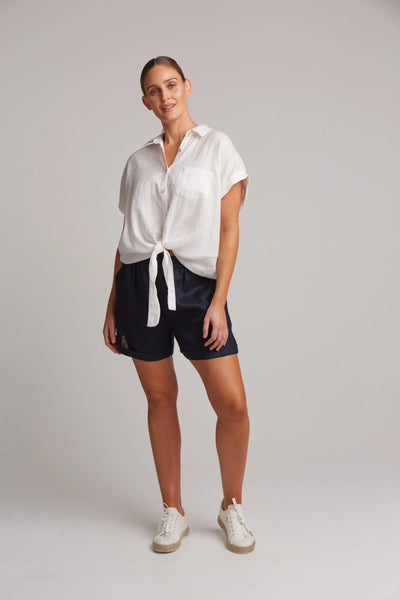 EB&IVE Studio Tie Front Linen Shirt (one Size) - Salt
