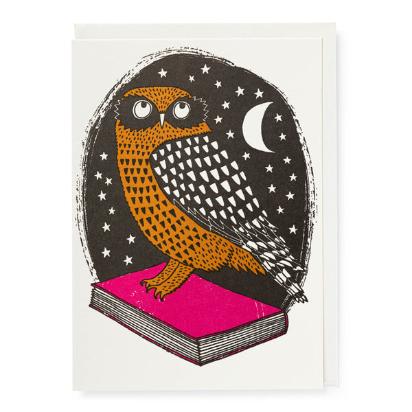Archivist Book Owl - Letterpress Card