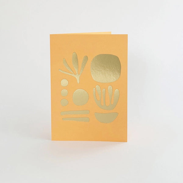 Tom Pigeon  Seaweed Brass & Peach Greetings Card