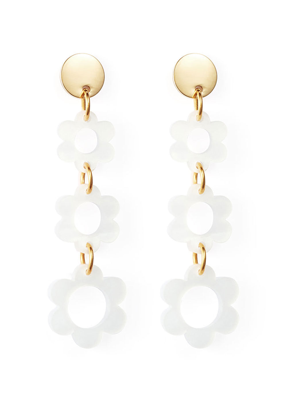 Toolally Flower Drop Earrings - White