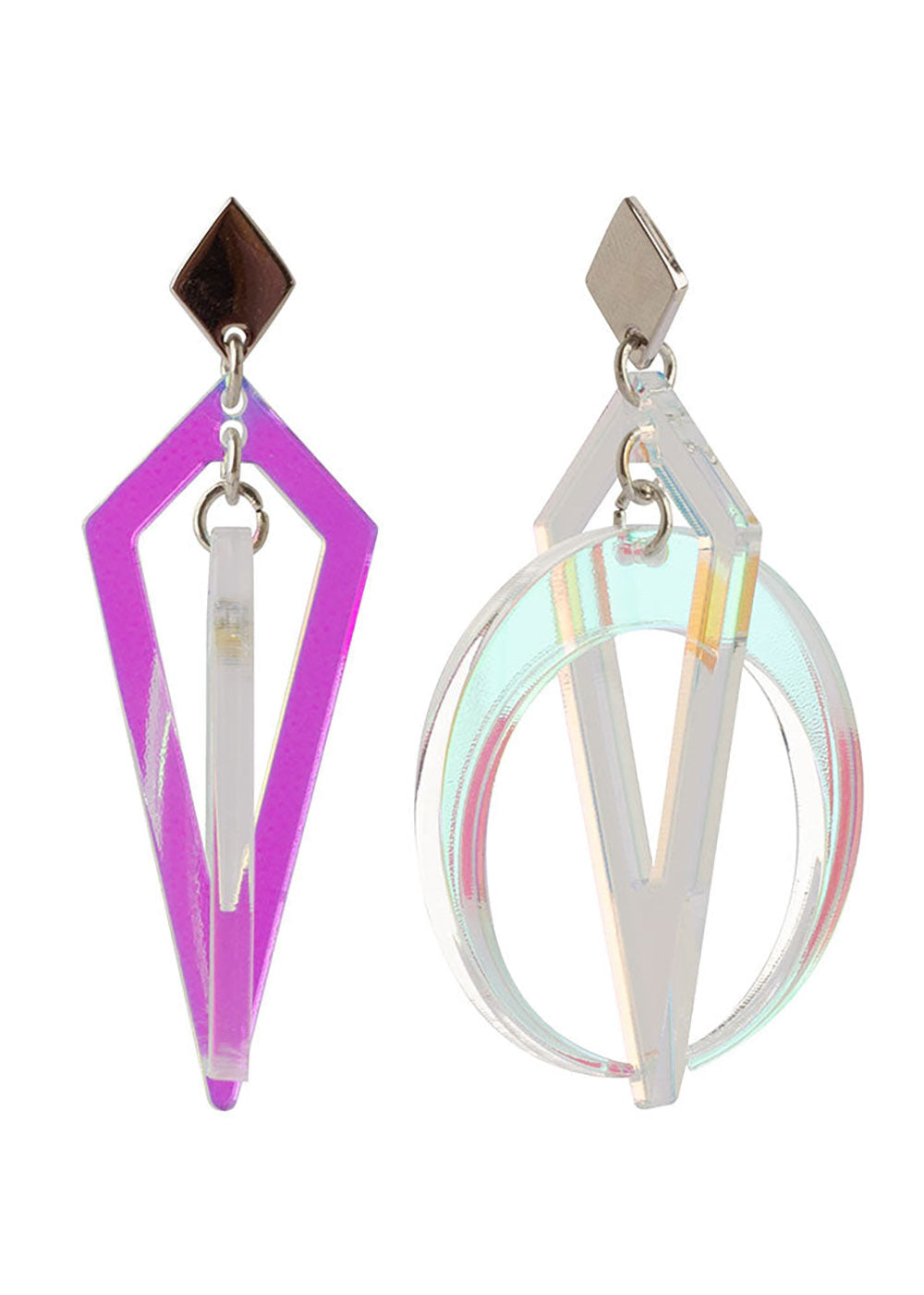 Toolally Crescent Hoops - Iridescent & Silver