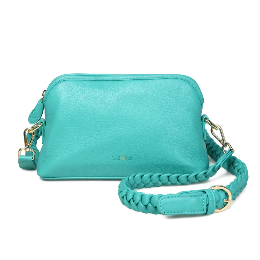 Bell & Fox Layla Crossbody Bag With Hand Woven Strap In Teal Leather