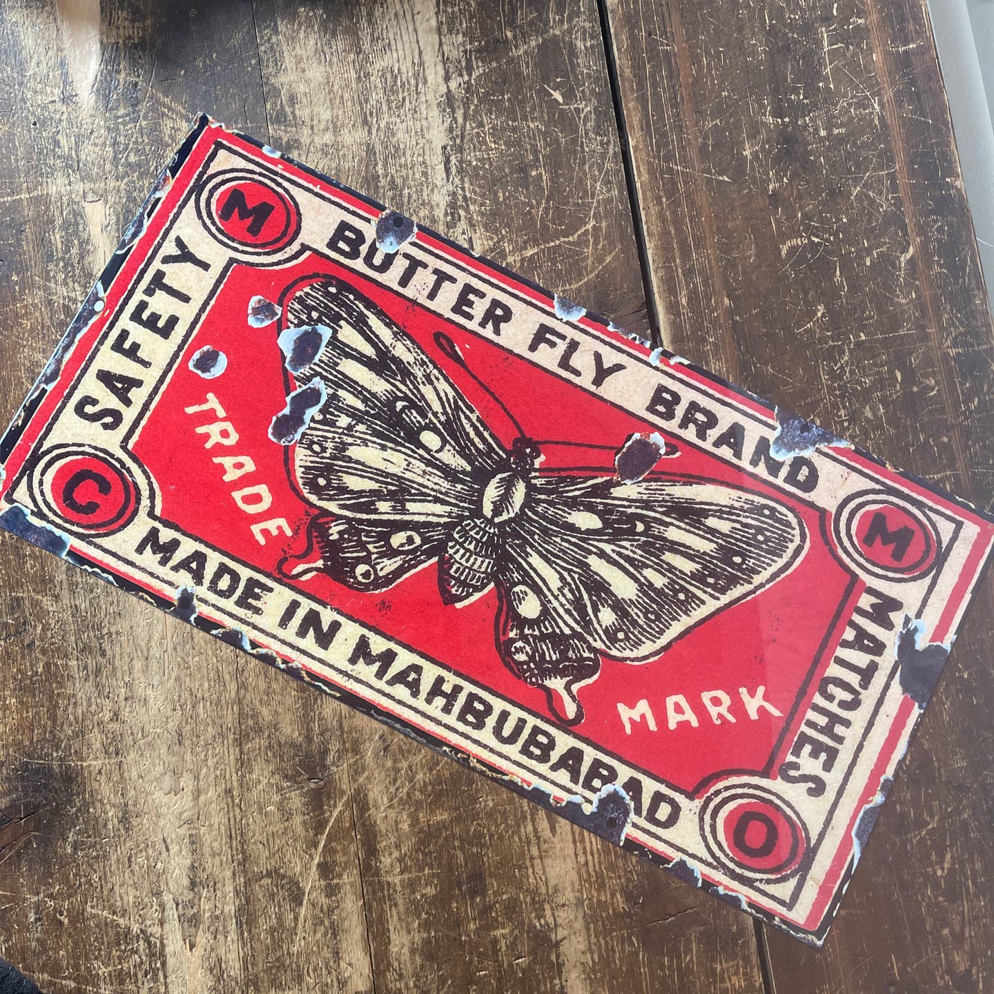 Butterfly Matches Metal Sign