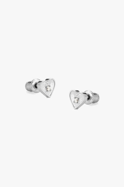 Tutti & Co Loyalty Heart Stud Earrings - Silver