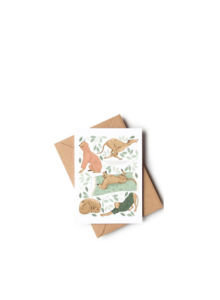 Wildwood Paper Tan Lurcher Sighthound Illustrated Dog Greeting Card From