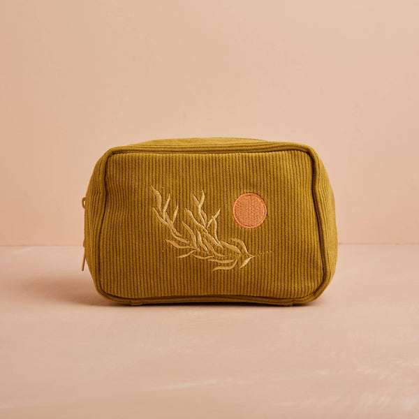Cai & Jo Corduroy Makeup Bag In Olive By