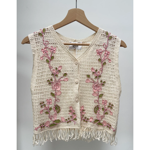 ØST London | Rose Crochet Waistcoat | Cream