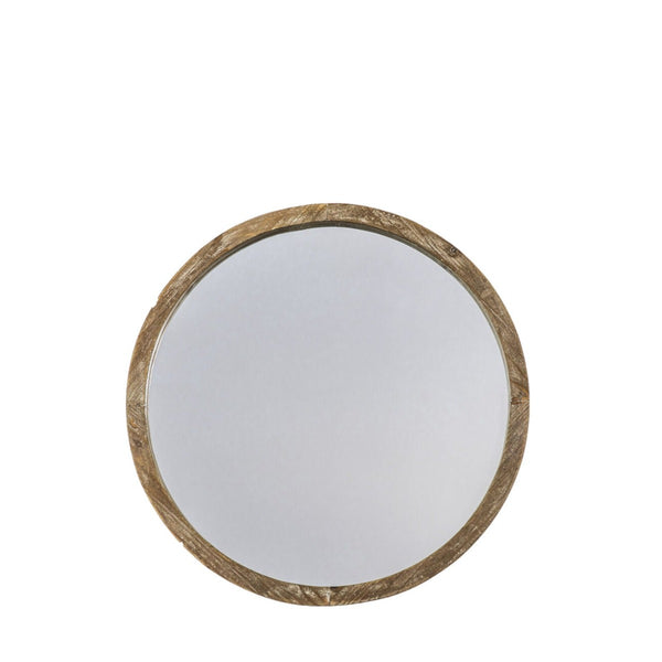 Rhool Round Wooden Framed Mirror
