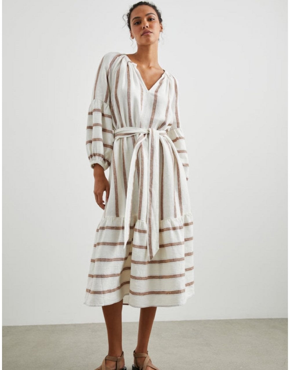 Rails Rails Vittoria Coconut Stripe Belted Dress Col: Cream Multi, Size: S