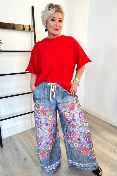 Studio  Hippy Wide Leg Printed Trousers - Floral
