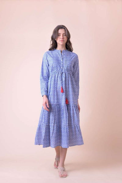 Handprint Dream Apparel Corfu Dress In Tulip Blue