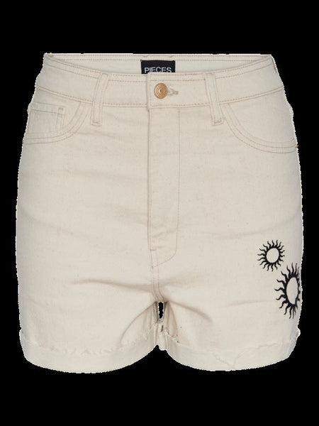 Pieces Cotton Turn-up Shorts In Cream