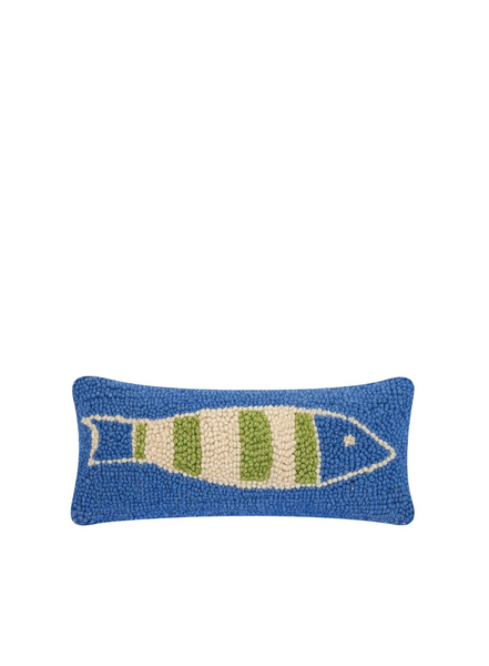 Peking Handicraft Blue & Green Picket Fish Hook Cushion From