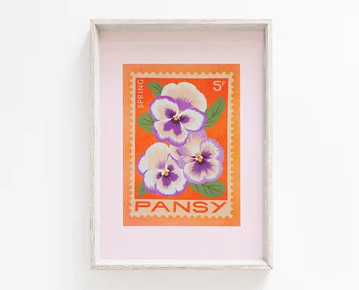 Printer Johnson Pansy Stamp - A5 Risograph Print